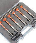 Top Shelf Forstner Bit Set Including Centering Hole Saw Cutter And Wood Drilling Tools For Smooth Plywood Projects. Six bits in storage case.