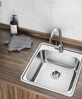 Stainless Steel Single Bowl Topmount Kitchen Sink 1515-6 Durable 22 Gauge Type 304 ADA Compliant Compact Design Ideal for RVs