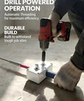 No Sweat Professional Electrician Wire Pulling Assistant Brushless Wireless Handheld Cable Feeder and Heavy Duty Drill Puller in use with drill