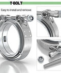 3 Inch V Band Exhaust Clamp Kit With Male And Female Piping, Beefy SS304 Stainless Steel Build for Easy Install Turbo Systems