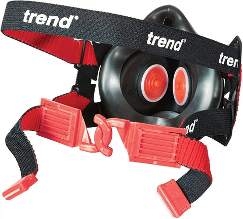 Air Stealth Dust Mask Respirator M/L with Replaceable HEPA Filters, breathable TPE shell, adjustable red straps, for construction work