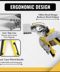 Three Inch Curved Jaw Offset Sheet Metal Bender Hand Seamer with yellow rubber grip, ergonomic design for easy bending