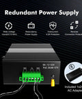 Rugged 5 Port Industrial DIN Rail Network Switch With 4 Gigabit Ethernet Ports And 1 SFP Uplink 14Gbps Switching Capacity IP40 Aluminum Enclosure