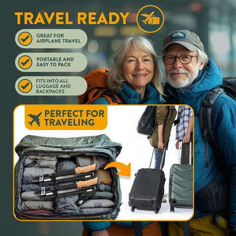 Foldable Hiking Poles For Travel And Trekking packed in luggage for easy transport