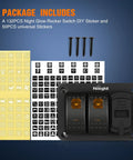 Package of Two Gang Rocker Switch Panel With PD Type C USB Charger And Voltmeter 12V SPST On Off Toggle Switches