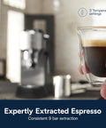 Arte Espresso Machine With My LatteArt Steam Wand Milk Frother And 15 Bar Pressure in a kitchen with espresso shot