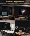 Premium Soundproof Acoustic Panels For Home Studios And Home Offices High Density Fireproof Noise Canceling Foam Wall Tiles In Classic Black Easy Mount Setup in various settings.