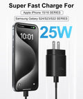 25W USB C Fast Charger Block With 2 Pack Long USB C Cables 10 Ft And 6 Ft Quick Charge For iPhone 15 16 17 Air Plus Pro Max