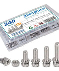 Heavy Duty M5 Screws And Nuts Set 260 Piece Stainless Steel Kit With Washers Hex Head Bolts And Nuts In 10mm 16mm 20mm 25mm Sizes