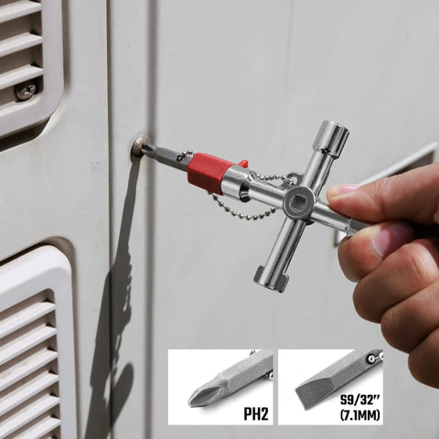 Using Four Way Sillcock Key With Bit Multi Functional Water Key Cross Key 1 Pack For Valve Faucet And Spigots Built From Premium Zinc Alloy