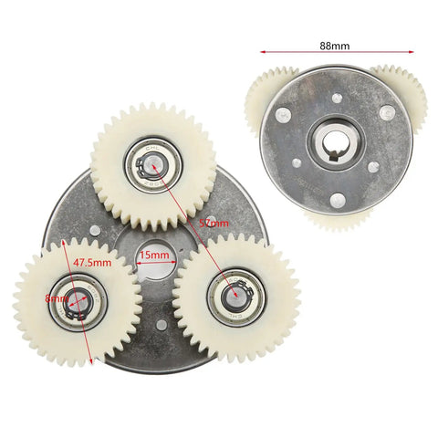Beefed Up Electric Bike Motor Gear Clutch Kit 500W 750W Upgrade with 36T nylon gears and steel clutch assembly dimensions