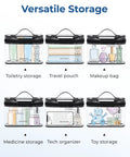 Clear TSA Approved Toiletry Bag Set Two Pack With 180 Degree Opening Quart Size Cosmetic Organizer versatile uses