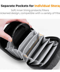 Open 10 Pocket Hard Shell Lens Filter Case with Hand Strap Waterproof Camera Filter Wallet Fits Up To 95mm ND UV CPL Filters