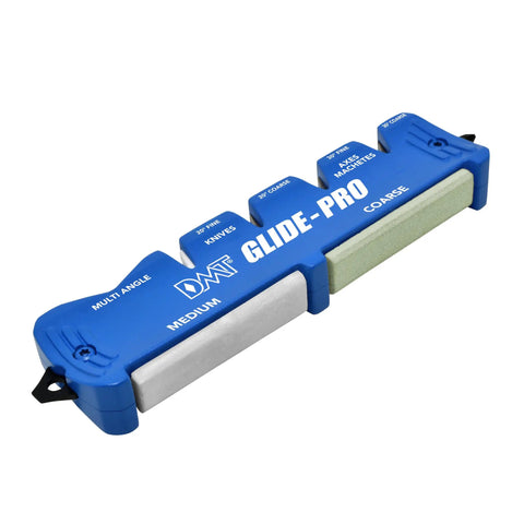 Glide-Pro All-In-One Multi Tool Blade Sharpener with coarse and fine ceramic pull-through stones, diamond sharpening stone.
