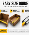 Beefy 500 Lbs Drawer Slides With 3 Fold Full Extension Rugged Steel Cabinet Rails For Heavy Gear Smooth Glide Secure Locking Non Removable Lock Industrial Grade Performance measuring guide for cabinet depth and drawer length