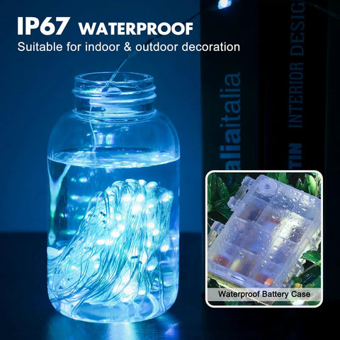 Two Pack 78Ft Battery Operated RGB Fairy Lights With Remote And Timer 240 LEDs Waterproof In Jar