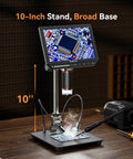 4K Coin Digital Microscope With 8 Inch LCD, 52MP Imaging, HDMI Output, Soldering Microscope For Electronics And Jewelry, Ultra Clear Micro Detail, Adjustable LED Lighting, Live View For Hobbyists And Pros, 10-inch stand and broad base