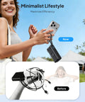 Ultimate 10000mAh Power Bank With 22.5W Fast Charging And Built In Lightning Usb C Cables Plus Foldable Wall Plug For iPhone And Apple Watch Squad Ready Gear in use outdoors.