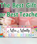 Custom Desk Name Plate For Teachers Acrylic Block with 'Miss Mantey Classroom' text and colorful design, clear 8x2.5 inch plaque