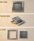 Heavy Duty Rock Solid Louvered Access Panel For Drywall Stainless Steel Inspection Door shown in front, detached, and split views.