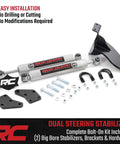 N3 Dual Steering Stabilizer for 2014 to 2024 Ram 2500 and 3500 4WD kit with stabilizers, brackets, and hardware for easy installation