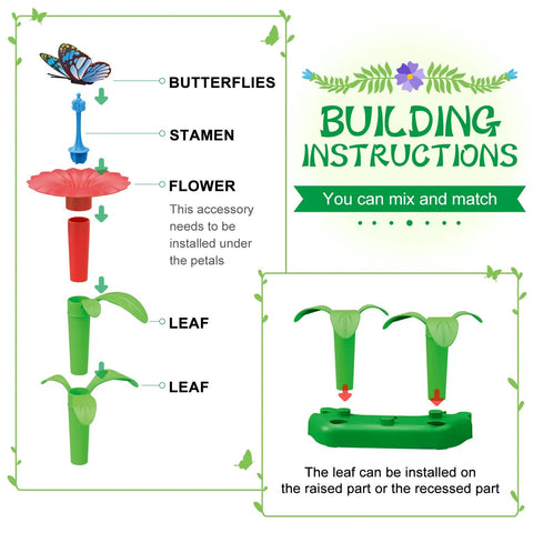 Building instructions for Flower Garden Building Kit For Kids 3 To 7 Years Old With 148 Piece Set And Storage Case Educational STEM Toy