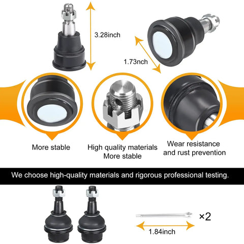 Front Lower Ball Joint Kit For 2002-2006 CR-V And 2003-2005 Element Includes 2 Ball Joints K80223 OE Part Number Fits Like OEM Installed No Fuss Direct Fit For Easy Install And Long Lasting Performance, black metal ball joints, 3.28in and 1.73in