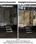 Solar RV Step Lights For Camper And Trailer, No Wire LED Stair Light Strip, IP65 Waterproof, Auto On At Dusk, installed view