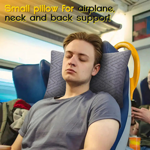 Go To Travel Pillow For Sleeping On The Go Memory Foam Small Pillow With Breathable Cover for neck support on a plane