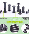 Top Notch Hella Tough Heavy Duty Slick Black M6 Barrel Nuts Kit Featuring Binding Screws Posts for furniture and crafts.
