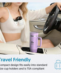 Portable Breast Milk Cooler With 24 Hour All Round Cooling And 18oz BPA Free Container and 50oz Insulated Tumbler in car cup holder.