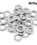 Stainless steel flat washers, M12, 24 mm outer diameter, 12 mm inner diameter, 2.5 mm thick, 50 pcs