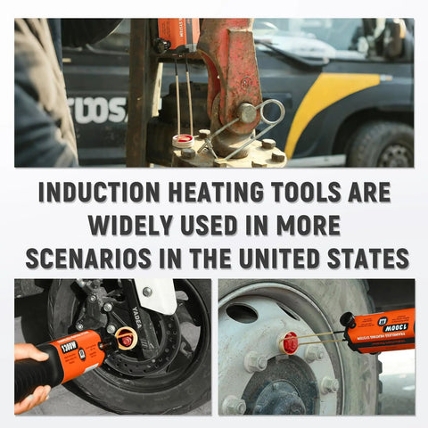 Turbo 1300W Induction Bolt Heater Kit with 3 Coils used on vehicle bolts in various mechanical repair scenarios.