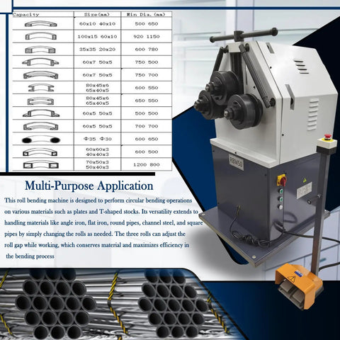 Heavy Duty Workhorse Electric Roll Bender For Steel And T Bars Industrial Three Roller Metal Round Bender with features and specifications.