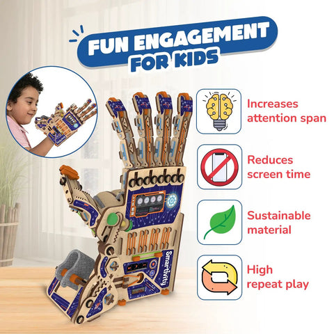 Image of DIY Robotic Mechanical Hand Kit for Kids Aged 8 to 14 showcasing a realistic gripping hand and its educational benefits.