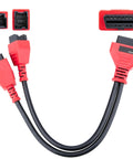 Heavy Duty 12 Plus 8 Pin To OBD2 Diagnostic Adapter Featuring Security Gateway Bypass Cable For American Cars And Trucks Built With Hella Tough Copper Connectors And Top Shelf Plastic Shell, showcasing durable red connectors.
