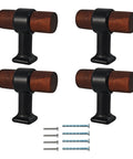 4 Pack Walnut Wood Drawer Pulls With Mounting Screws One Point Five Seven Inch T Bar Cabinet Handles For Wardrobe Dresser And Cupboard Metal