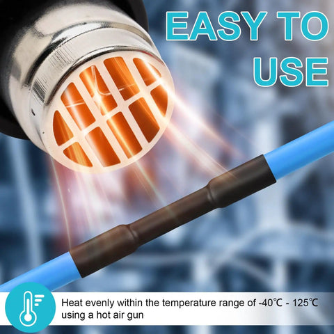 Heat Shrink Tubing Kit 127 Pieces With A Two To One Shrink Ratio Marine Grade Industrial Wire Insulation Black Use with heat gun