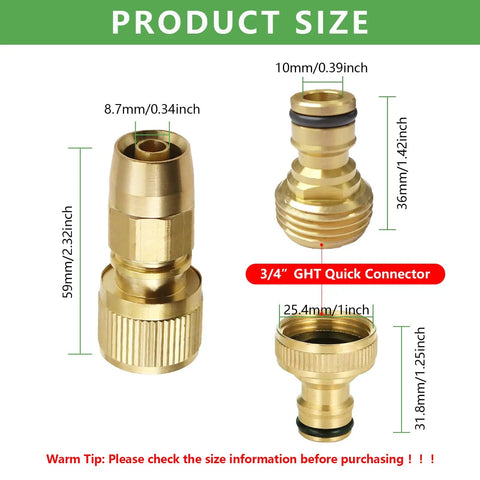 Uber Handy Garden Hose Repair Kit With Flexible Brass Fittings And Quick Connectors For Expanding Hoses 3/4 Inch sizes