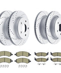Fits Dodge Ram 1500 Durango Chrysler Aspen 5 Lug Front And Rear Drilled And Slotted Brake Rotors With Ceramic Brake Pads Replacement Kit