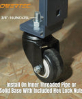 Close-up of a mounted two-inch caster wheel with 360 degree swivel and dual locking brakes for heavy-duty use. Focus keyword: Two Inch Caster Wheels Set Of Four With 360 Degree Swivel And Dual Locking Brakes For Furniture Carts Trolleys And Toolboxes Heavy Duty 350 Lb Capacity PU Quiet Mobility Smooth Non Marring Rollers.
