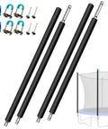 Kick Up Some Serious Backyard Fun With These Heavy Duty Universal Replacement Trampoline Poles Designed For Straight Enclosure Sets Perfectly Fitting Eight To Sixteen Feet Frames For Rock Solid Stability And Hassle Free Installation Anytime, showing 4 black poles and accessories.