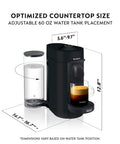 Vertuo Plus Deluxe Coffee And Espresso Maker By De'Longhi In Matte Black with adjustable 60 oz water tank