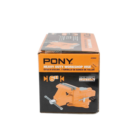 Box of Heavy-Duty 6-Inch Bench Vise With Swivel Base, Beefy Orange Cast Iron Vise for Workshop and Home Shop Use