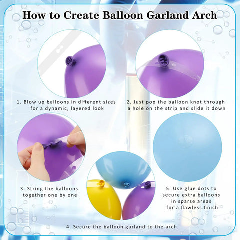 Steps to create balloon arch from 178 Piece Science Party Decorations Kit With Erlenmeyer Flask Cardboard Props, Balloons, Chains And Ribbon