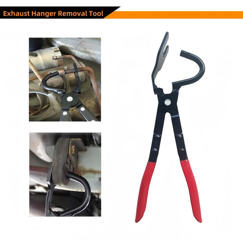 WASYDY exhaust hanger removal tool with red handles and black metal jaws for removing exhaust rubber hangers.
