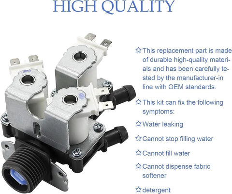 Front Load Washing Machine Water Inlet Valve Replacement With Triple Solenoid 5221ER1003A 5220FR2075L For LG And Kenmore Includes Filter Screen Easy Install Durable Top Notch Valve, triple solenoid valve with filter screen