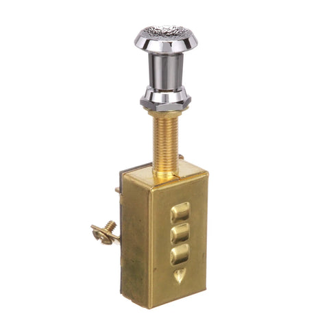 Three Position Push Pull Marine Switch Off On On For Boat Lights And Accessories, Easy To Pull And Push, Chrome Plated Knob