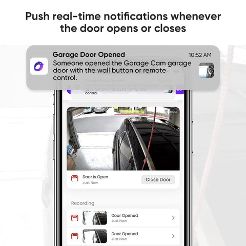 Smart Garage Door Opener Remote With Camera Alexa Voice Control Live Video Left Open Reminder 2 4GHz WiFi Only Security Plus Version Two Point Zero Compatible No Monthly Fee Open Close Your Garage From Anywhere