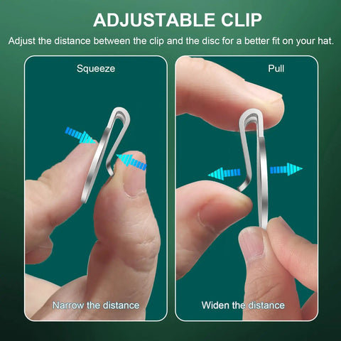 Adjustable clip feature of Must Have Magnetic Golf Ball Marker Hat Clip Set With Chrome Plated Metal Holders And Super Strong 12mm Magnets Cap Marker Clips For Training Aids Accessories Six Pack.